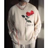ワッフル編み手縫いステッチバラ刺繍ニット風スウェット ストリート系 オラオラ系 | HOOK | 詳細画像43