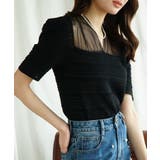 ブラック | 【Jasmine】チュール切り替え トップス Jasmine | aimoha