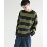 ブラック×グリーン | メンズ エルボーバッチ付きニット セーター | aimoha men