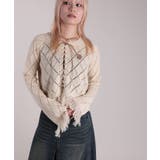 【HOOK】for girls 裾フリンジ透かし編み編み上げカーディガン | HOOK | 詳細画像25 