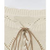 【HOOK】for girls 裾フリンジ透かし編み編み上げカーディガン | HOOK | 詳細画像5 