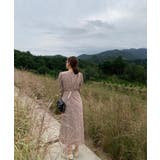 配色Vネック花柄ワンピース 韓国ファッション ワンピース | aimoha  | 詳細画像8 