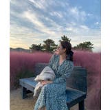 配色Vネック花柄ワンピース 韓国ファッション ワンピース | aimoha  | 詳細画像7 