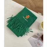グリーン | クリスマスワンポイント刺繍マフラー【AW】 | aimoha