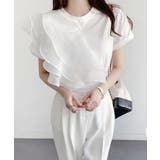 ホワイト | フリル付きTシャツ 韓国ファッション ロンT | aimoha