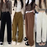 コーディロイタックワイドパンツ フルレングスパンツ ロング丈 | aimoha | 詳細画像1