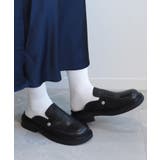 ブラック | 【shoes365】厚底スリッパ風レザーシューズ | aimoha