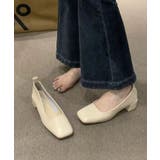 オフホワイト | 【shoes365】スクエアトゥミドルヒールソフトソールパンプス | aimoha