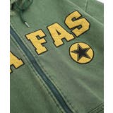 アメカジ英字刺繍ウォッシュ加工前開きパーカー ユニセックス オーバーサイズ | HOOK | 詳細画像4