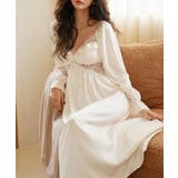 シルク風フリル×レース長袖ロングワンピース ルームウェア Jasmine | aimoha | 詳細画像4
