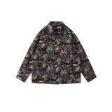 ブラック | レトロ調総柄ジャカードコーチジャケット ストリート系 オラオラ系 | HOOK