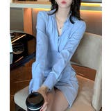 Vネックシャツ襟アシンメトリーワンピース 韓国ファッション Jasmine | aimoha  | 詳細画像8 