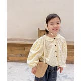 ベージュ | aimoha KIDS ドット柄パフスリーブ姫ブラウス | aimoha kids