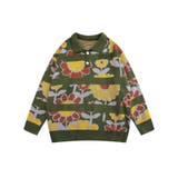 グリーン | 古着風花総柄ポロ襟ニット ストリート系 オラオラ系 | HOOK