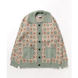 レトロ調幾何学チェック柄前開きポロ襟ニット ストリート系 オラオラ系 | HOOK | 詳細画像9