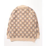 レトロ調幾何学チェック柄前開きポロ襟ニット ストリート系 オラオラ系 | HOOK | 詳細画像10