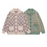 レトロ調幾何学チェック柄前開きポロ襟ニット ストリート系 オラオラ系 | HOOK | 詳細画像1