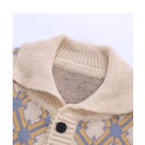 レトロ調幾何学チェック柄前開きポロ襟ニット ストリート系 オラオラ系 | HOOK | 詳細画像3