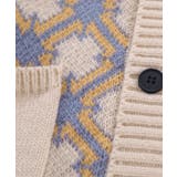 レトロ調幾何学チェック柄前開きポロ襟ニット ストリート系 オラオラ系 | HOOK | 詳細画像4