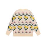 レトロ調花模様ニット風ウスェット ストリート系 オラオラ系 | HOOK | 詳細画像2