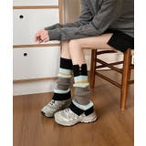 【MOSOX】木製ボタン付きマルチボーダーレッグウォーマー | aimoha | 詳細画像9