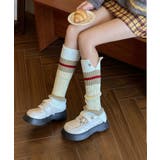【MOSOX】木製ボタン付きマルチボーダーレッグウォーマー | aimoha | 詳細画像3