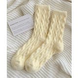 イエロー | 【MOSOX】ケーブル編み風レディースソックス | aimoha 