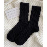 ブラック | 【MOSOX】ケーブル編み風レディースソックス | aimoha 