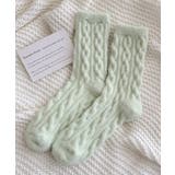 グリーン | 【MOSOX】ケーブル編み風レディースソックス | aimoha 
