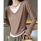 モカ | 【Banico】Vネックシンプル長袖トップス | aimoha 