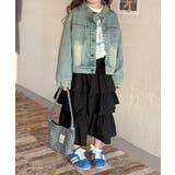 ブラック | 【aimoha-KIDS-】キッズ ふんわりティアードスカート | aimoha kids