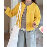 イエロー | 【aimoha-KIDS-】キッズ リブ編み刺繍カーディガン | aimoha kids