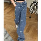 【-aimoha-KIDS-】リボンワイドデニムパンツ | aimoha kids | 詳細画像1 