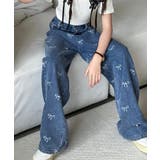 【-aimoha-KIDS-】リボンワイドデニムパンツ | aimoha kids | 詳細画像2 