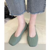 グリーン | スクエアトゥレインバレエシューズ | aimoha