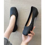 ブラック | スクエアトゥレインバレエシューズ | aimoha