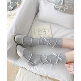 ライトグレー | サテンリボン付きソックス | aimoha 