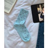 ブルー | ハート透かしリブソックス | aimoha