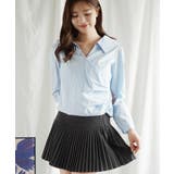 ブルー | 【Jasmine】Vネックアシメトリーブラウス Jasmine Grandifl… | aimoha 