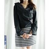 ブラック | 【Jasmine】Vネックアシメトリーブラウス Jasmine Grandifl… | aimoha 