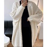 ホワイト | オシャレ厚手ロングゆったりニットカーディガン 韓国ファッション ワンピース | aimoha 