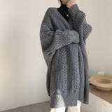オシャレ厚手ロングゆったりニットカーディガン 韓国ファッション ワンピース | aimoha  | 詳細画像1 