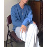 Vネック片畦ニットプルオーバー ロンT スウェット | aimoha men | 詳細画像2 