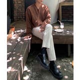 Vネック片畦ニットプルオーバー ロンT スウェット | aimoha men | 詳細画像14 