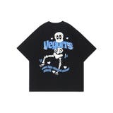 ブラック | 【HOOK】個性派スケルトンバックプリント半袖ビッグTシャツ ユニセックス 韓国 | HOOK