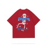 レッド | 【HOOK】個性派スケルトンバックプリント半袖ビッグTシャツ ユニセックス 韓国 | HOOK