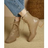 ベージュ | ローヒール ショートブーツ レディース | aimoha 