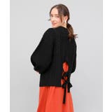 BLACK | バックデザインケーブルニット ケーブルニット レディース | aimoha