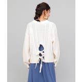 WHITE | バックデザインケーブルニット ケーブルニット レディース | aimoha