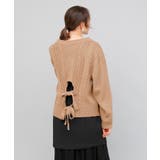 BROWN | バックデザインケーブルニット ケーブルニット レディース | aimoha